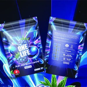 One Life Edibles – Blue Raspberry Gummy – 300MG (Indica)