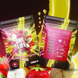 One Life Edibles – Strawberry Banana Gummy 300MG (Sativa)