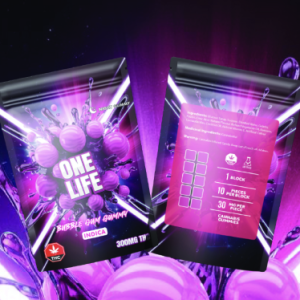 One Life Edibles – Bubble Gum Gummy – 300MG (Indica)