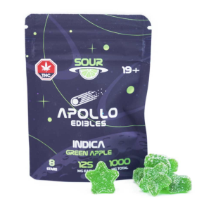 Apollo Edibles – Sour Green Apple Shooting Stars 1000MG (Sativa)