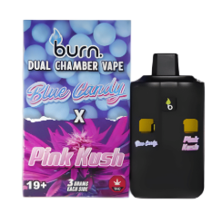 Burn Dual Chamber Disposable Vape –  Blue Candy (Hybrid) + Pink Kush (Indica) (3+3 Gram)