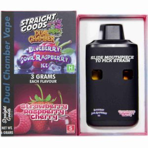 Straight Goods Dual Chamber Vape – Blueberry Sour Raspberry Ice + Strawberry Raspberry Cherry (3 Grams + 3 Grams)