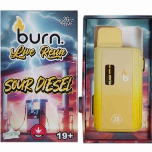 Burn Live Resin Disposable Vapes – Sour Diesel (Sativa) (2 Gram)