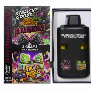 Straight Goods Dual Chamber Vape – Blackberry (Hybrid) + Fruity Pebbles OG (Indica) (3 Grams + 3 Grams)