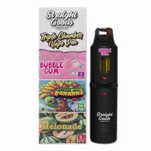 Straight Goods Triple Chamber Vape – Bubble Gum + Apples and Banana + Melonade (3 Grams + 3 Grams + 3 Gram)