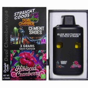 Straight Goods Dual Chamber Vape – Cement Shoes (Indica) + Hibiscus Cranberry (Hybrid) (3 Grams + 3 Grams)