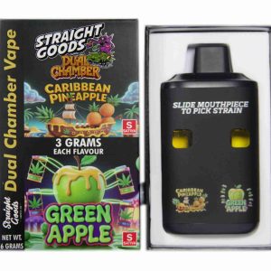 Straight Goods Dual Chamber Vape – Caribbean Pineapple + Green Apple (3 Grams + 3 Grams)