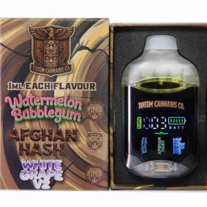 Alternative view of Totem Cannabis Co. Tri Chamber Vape – Watermelon Bubblegum (Indica Dominant Hybrid) + Afghan Hash (Indica) + White Grape V2 (Hybrid) (3 x 1 Gram)