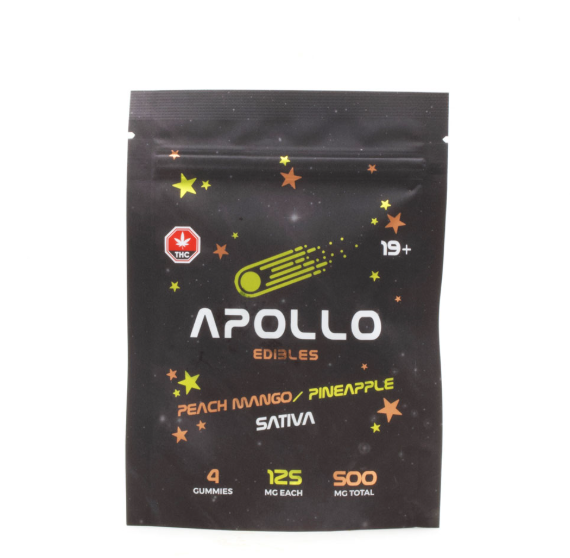 Apollo Edibles – Peach Mango/Pineapple Shooting Stars 500MG (Sativa)