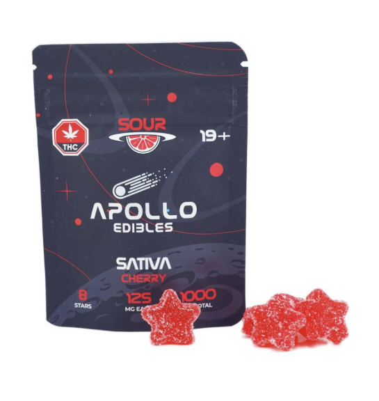 Apollo Edibles – Sour Cherry Shooting Stars 1000MG (Sativa)