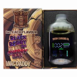 Alternative view of Totem Cannabis Co. Tri Chamber Vape – Black Cherry Gelato (Indica Dominant Hybrid) + Apple Mintz  (Indica Dominant Hybrid) + Berry Zkittlez (Indica) (3 x 1 Gram