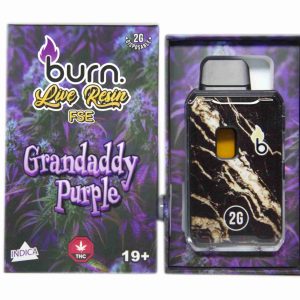 Burn Live Resin FSE Disposable – Grandaddy Purple (2 Grams)