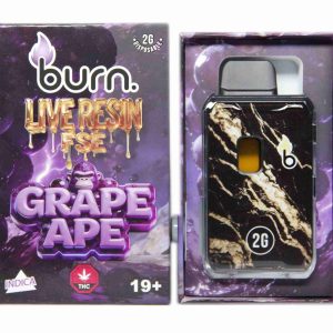 Burn Live Resin FSE Disposable – Grape Ape (2 Grams)