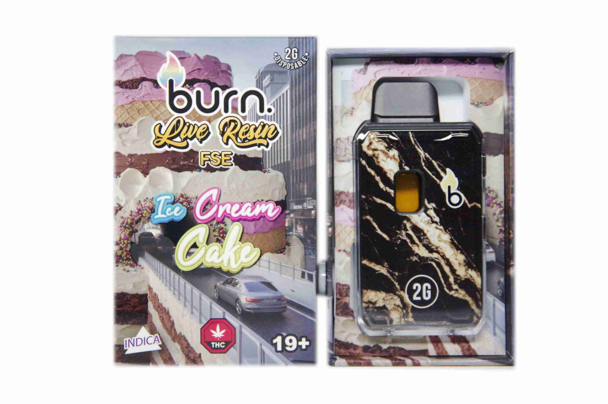 Burn Live Resin FSE Disposable – Ice Cream Cake (2 Grams)