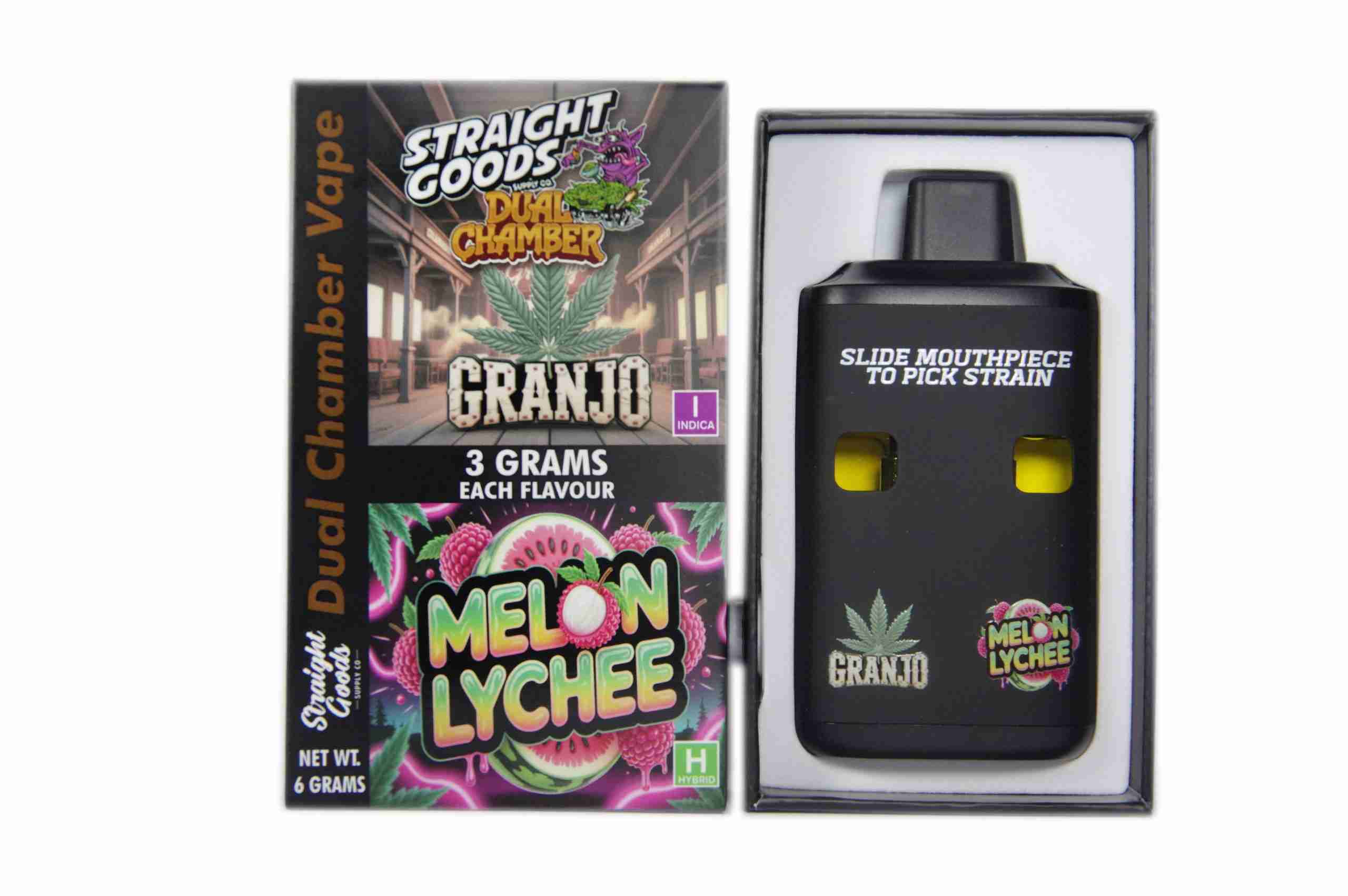 Straight Goods Dual Chamber Vape - Granjo + Melon Lychee (3 Grams + 3 Grams)